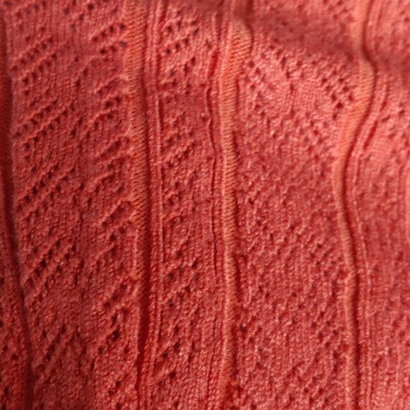 Women's Square Neck Short Sleeve Sweater, Ribbed Basic Top, Rust Orange, XXL - Picture 3 of 3